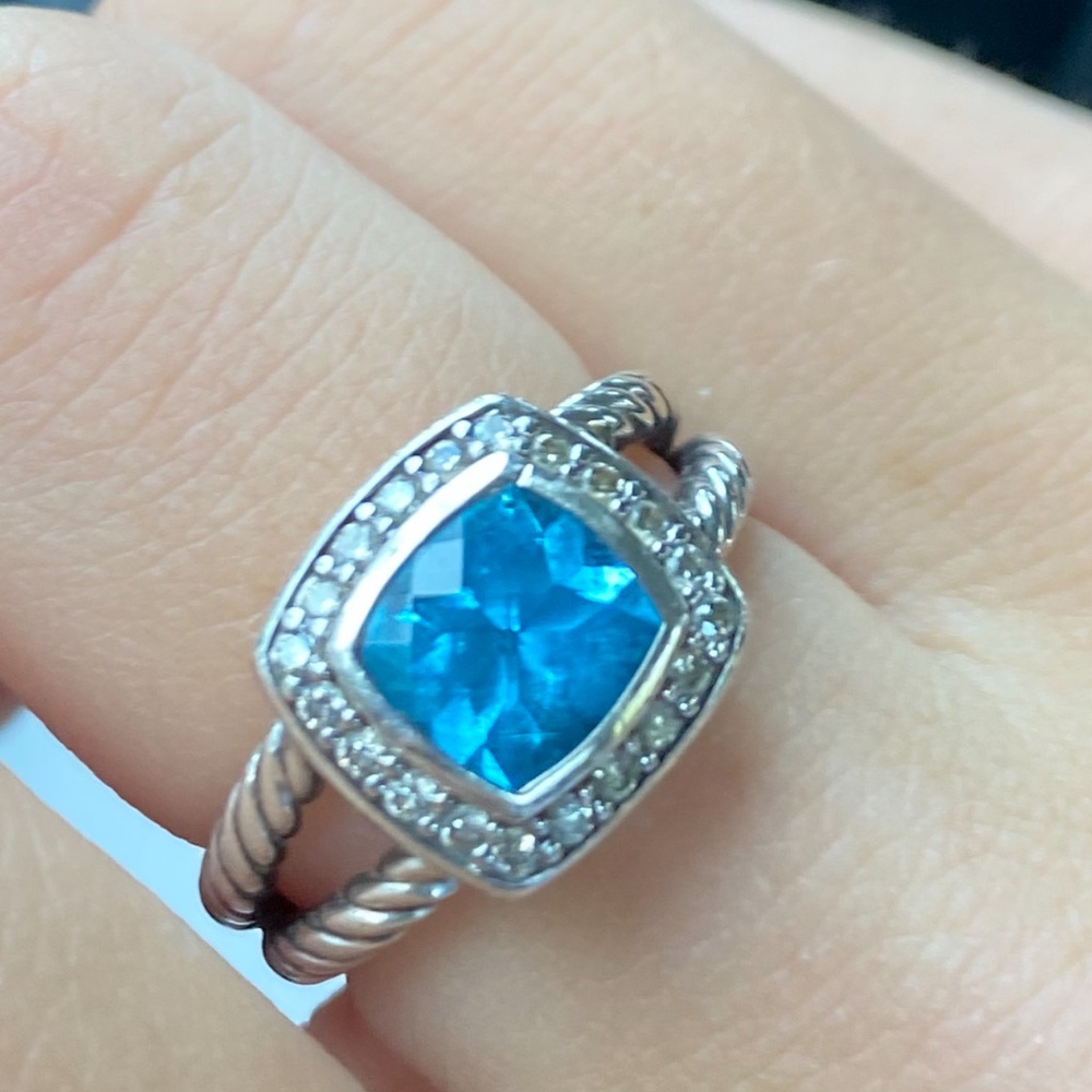 David Yurman Silver Blue Statement Ring - image 1